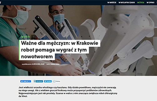 WAŻNE DLA MĘŻCZYZN: W KRAKOWIE ROBOT POMAGA WYGRAĆ Z TYM NOWOTWOREM