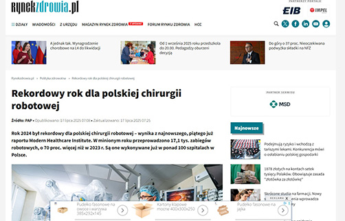 Rekordowy rok dla polskiej chirurgii robotowej