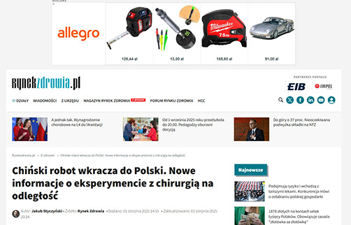 Chiński robot wkracza do Polski. Nowe informacje o eksperymencie z chirurgią na odległość