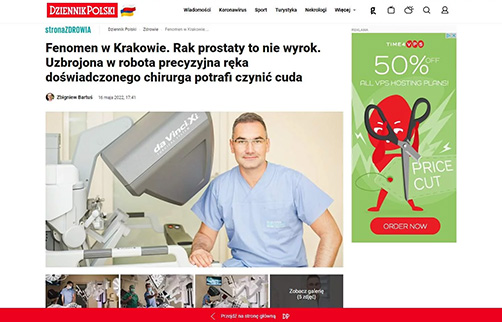 FENOMEN W KRAKOWIE. RAK PROSTATY TO NIE WYROK. UZBROJONA W ROBOTA PRECYZYJNA RĘKA DOŚWIADCZONEGO CHIRURGA POTRAFI CZYNIĆ CUDA